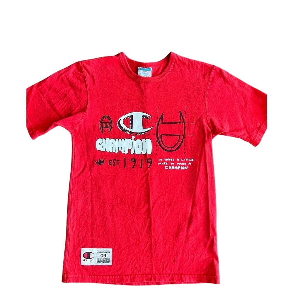 Champion Graphic T-Shirt Mens Small Red‎ Heritage Sketch Logo GT19T 2WC